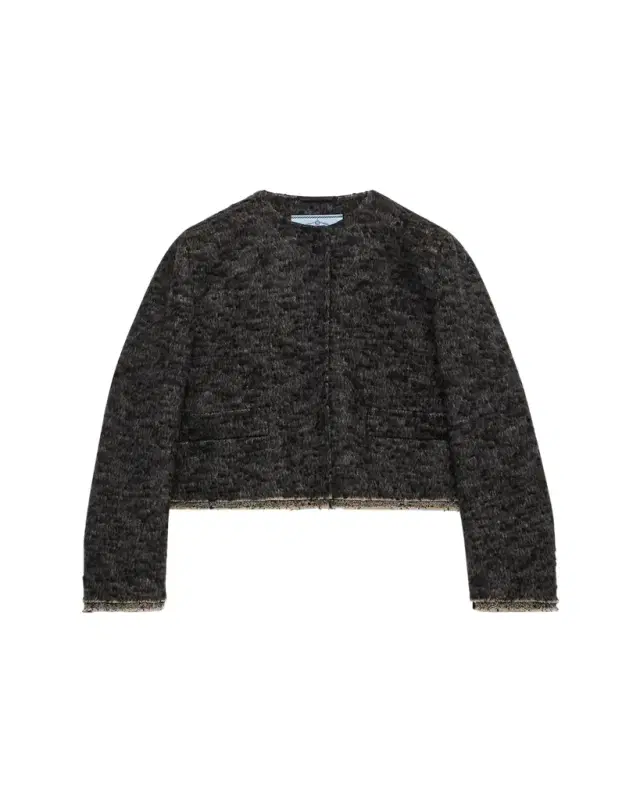 Prada Tweed Double-Hem Single-Breasted Jacket