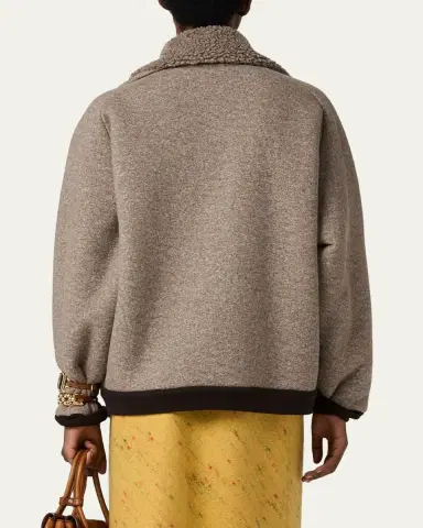 Miu Miu Faux Fur Lined Fleece Zip Jacket | Thumbnail 6 Miu Miu Faux Fur Lined Fleece Zip Jacket | Thumbnail 6