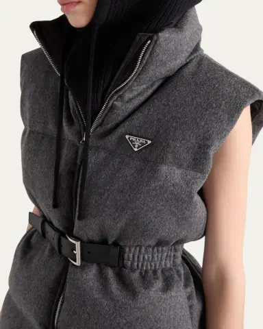 Prada Belted Velvet Down Puffer Jacket | Thumbnail 5 Prada Belted Velvet Down Puffer Jacket | Thumbnail 5