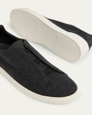 ZEGNA Men's Triple Stitch Oasi Cashmere Slip-On Sneakers | Thumbnail 3