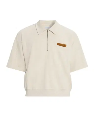 Bottega Veneta Men's Intrecciato Suede-Trim Jersey Polo Shirt | Thumbnail 1 Bottega Veneta Men's Intrecciato Suede-Trim Jersey Polo Shirt | Thumbnail 1