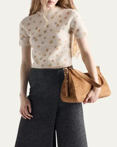 Prada Floral-Print Short-Sleeve Sweater | Thumbnail 4 Prada Floral-Print Short-Sleeve Sweater | Thumbnail 4