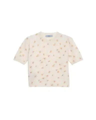 Prada Floral-Print Short-Sleeve Sweater | Thumbnail 1 Prada Floral-Print Short-Sleeve Sweater | Thumbnail 1