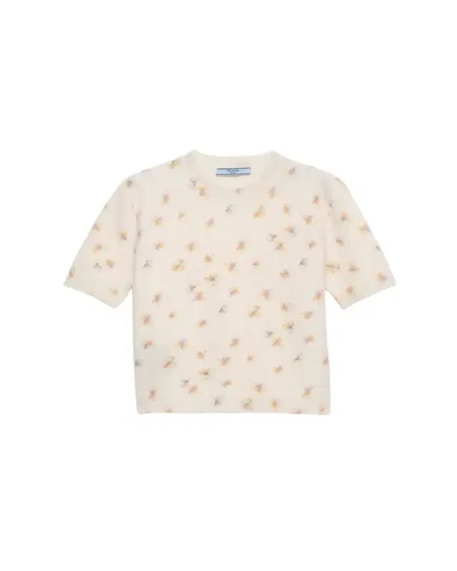 Floral-Print Short-Sleeve Sweater