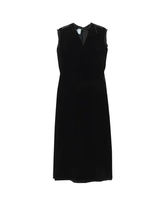 Prada Velvet Bow-Back Sleeveless Midi Dress