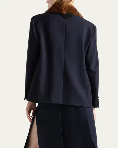 Prada Single-Breasted Rush Stitch Wool Blazer | Thumbnail 3