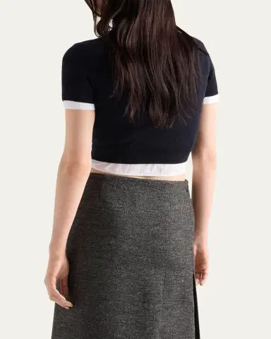 Prada Short-Sleeve Cashmere Crop Sweater | Thumbnail 3 Prada Short-Sleeve Cashmere Crop Sweater | Thumbnail 3