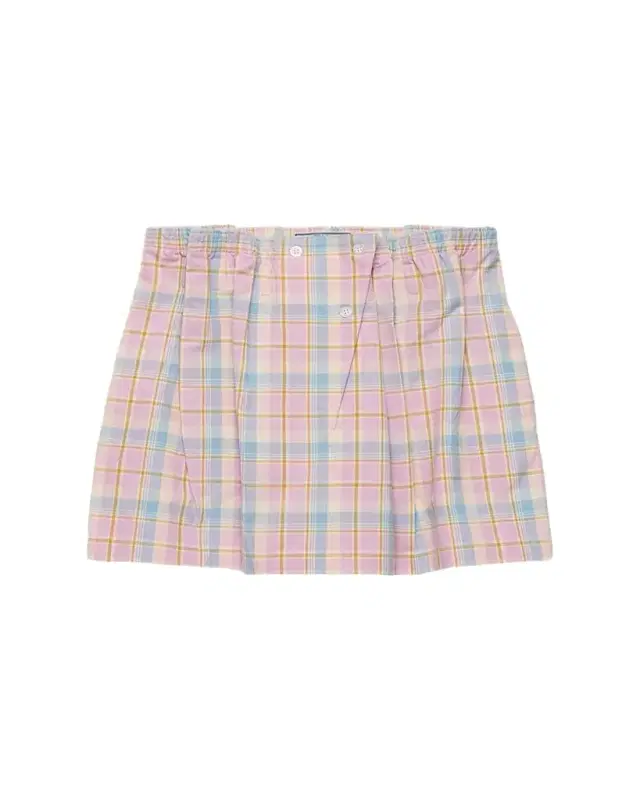 Prada Check Popeline Gathered Mini Skirt