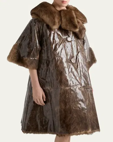 Prada PVC Coated Lamb Shearling Single-Breasted Coat | Thumbnail 4 Prada PVC Coated Lamb Shearling Single-Breasted Coat | Thumbnail 4