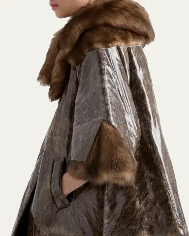 Prada PVC Coated Lamb Shearling Single-Breasted Coat | Thumbnail 5 Prada PVC Coated Lamb Shearling Single-Breasted Coat | Thumbnail 5