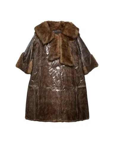 Prada PVC Coated Lamb Shearling Single-Breasted Coat | Thumbnail 1 Prada PVC Coated Lamb Shearling Single-Breasted Coat | Thumbnail 1