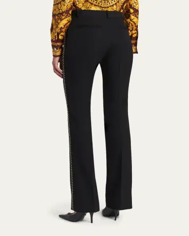 Versace Studded Slim Wool Trousers | Thumbnail 3