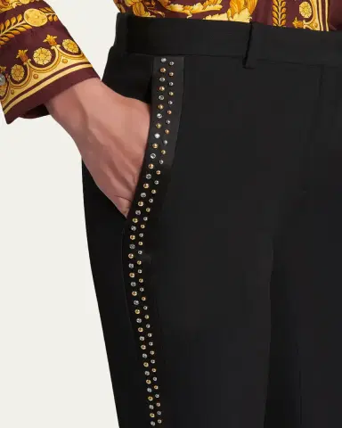 Versace Studded Slim Wool Trousers | Thumbnail 5