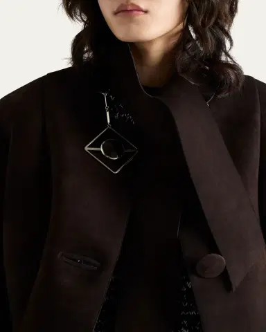 Prada Suede Single-Breasted Coat With Scarf | Thumbnail 4