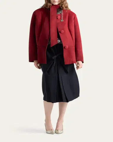 Prada Suede Single-Breasted Coat With Scarf | Thumbnail 5