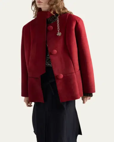 Prada Suede Single-Breasted Coat With Scarf | Thumbnail 7