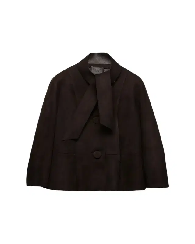 Suede Single-Breasted Coat With Scarf