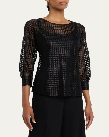 Akris punto Metallic Dot Long-Sleeve Blouse | Thumbnail 4