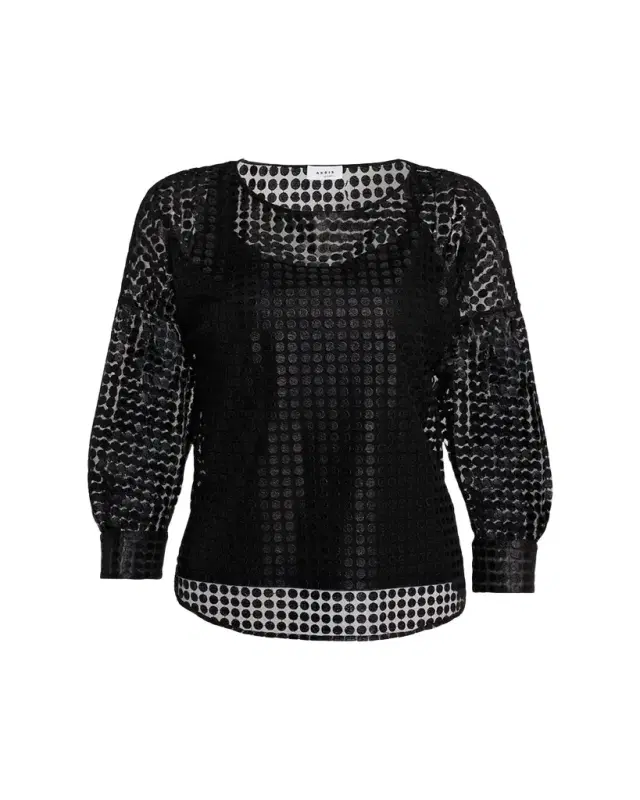 Akris punto Metallic Dot Long-Sleeve Blouse