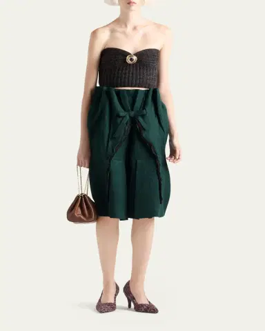 Prada Shetland Pleated Fit-And-Flare Skirt | Thumbnail 2 Prada Shetland Pleated Fit-And-Flare Skirt | Thumbnail 2