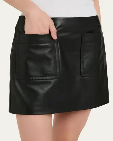 Bottega Veneta Patch Pocket Leather Mini Skirt | Thumbnail 4