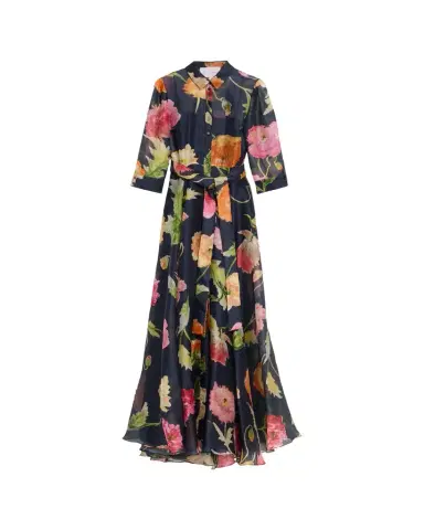 Carolina Herrera Floral Silk Chiffon Belted Trench Gown | Thumbnail 1 Carolina Herrera Floral Silk Chiffon Belted Trench Gown | Thumbnail 1