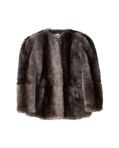 Miu Miu Puff-Sleeve Lamb-Shearling Collarless Coat | Thumbnail 1