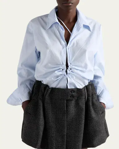 Prada Ruched Laced Collared Blouse | Thumbnail 4 Prada Ruched Laced Collared Blouse | Thumbnail 4