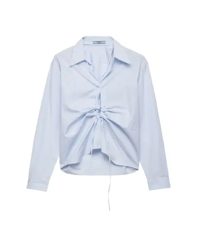 Prada Ruched Laced Collared Blouse