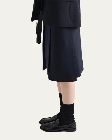 Prada Pleated Slits Midi Skirt | Thumbnail 4
