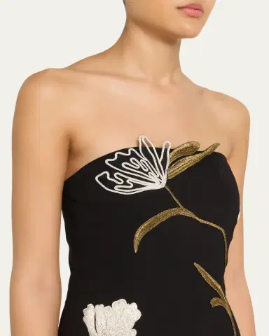Lela Rose Floral Cord Embroidered Strapless Column Gown | Thumbnail 5 Lela Rose Floral Cord Embroidered Strapless Column Gown | Thumbnail 5
