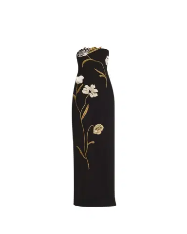Lela Rose Floral Cord Embroidered Strapless Column Gown | Thumbnail 1 Lela Rose Floral Cord Embroidered Strapless Column Gown | Thumbnail 1