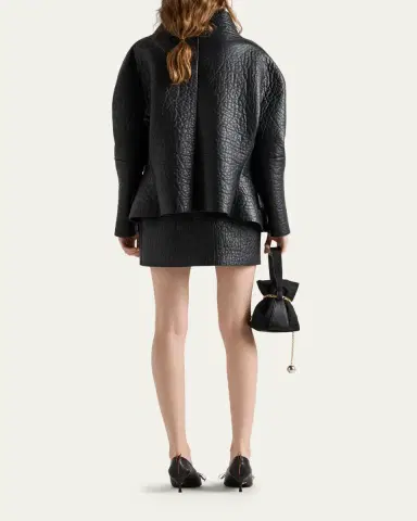 Prada Nappa Leather Jacket with Scarf Collar | Thumbnail 3 Prada Nappa Leather Jacket with Scarf Collar | Thumbnail 3