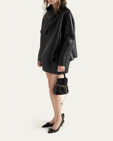 Prada Nappa Leather Jacket with Scarf Collar | Thumbnail 4 Prada Nappa Leather Jacket with Scarf Collar | Thumbnail 4