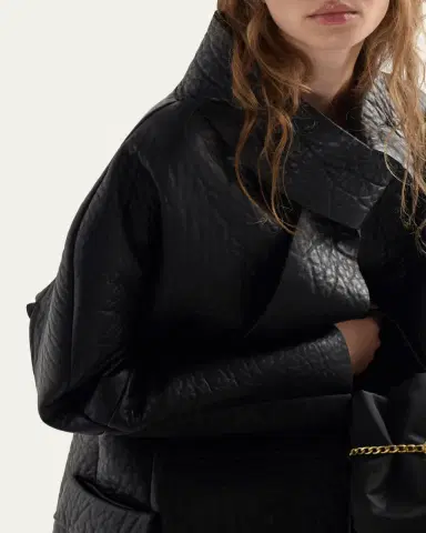 Prada Nappa Leather Jacket with Scarf Collar | Thumbnail 5 Prada Nappa Leather Jacket with Scarf Collar | Thumbnail 5