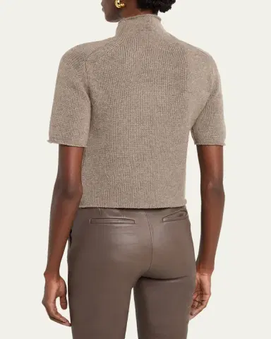 Lisa Yang Lexia Mock-Neck Cashmere Short-Sleeve Sweater | Thumbnail 3 Lisa Yang Lexia Mock-Neck Cashmere Short-Sleeve Sweater | Thumbnail 3