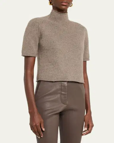 Lisa Yang Lexia Mock-Neck Cashmere Short-Sleeve Sweater | Thumbnail 4 Lisa Yang Lexia Mock-Neck Cashmere Short-Sleeve Sweater | Thumbnail 4