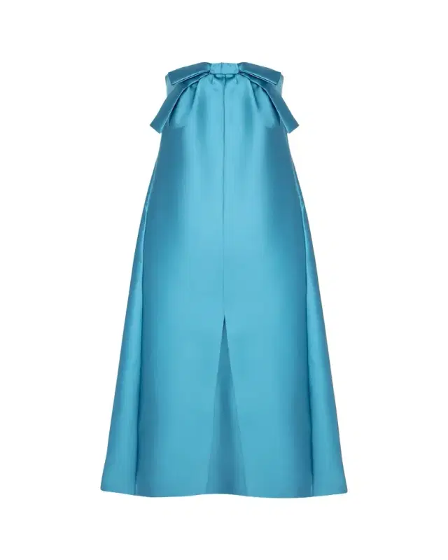 Jacques Strapless Bow Overlay Satin Gown
