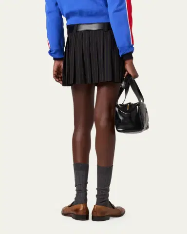 Miu Miu Striped Pleated Mini Skirt | Thumbnail 3