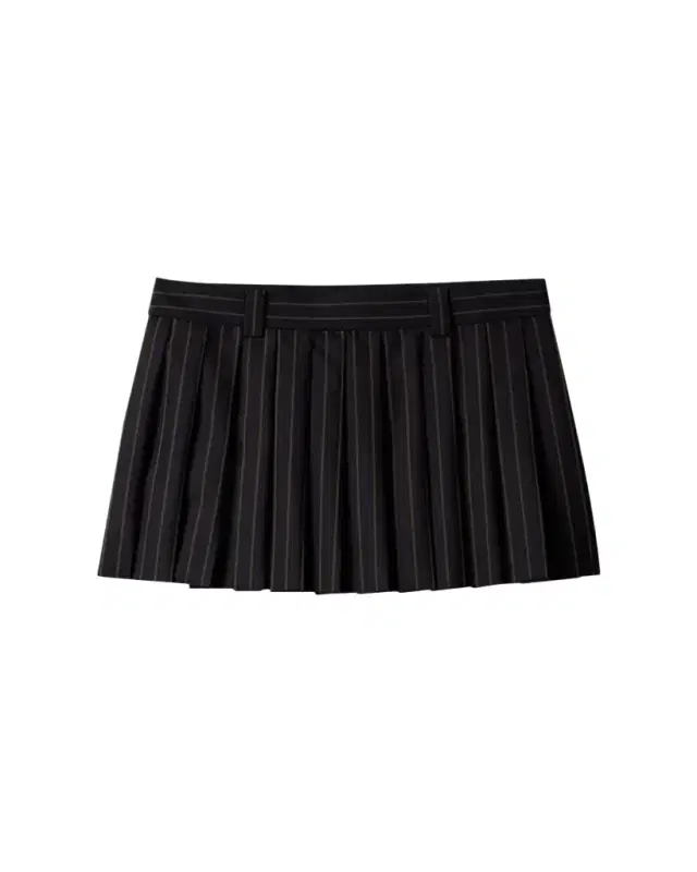 Striped Pleated Mini Skirt
