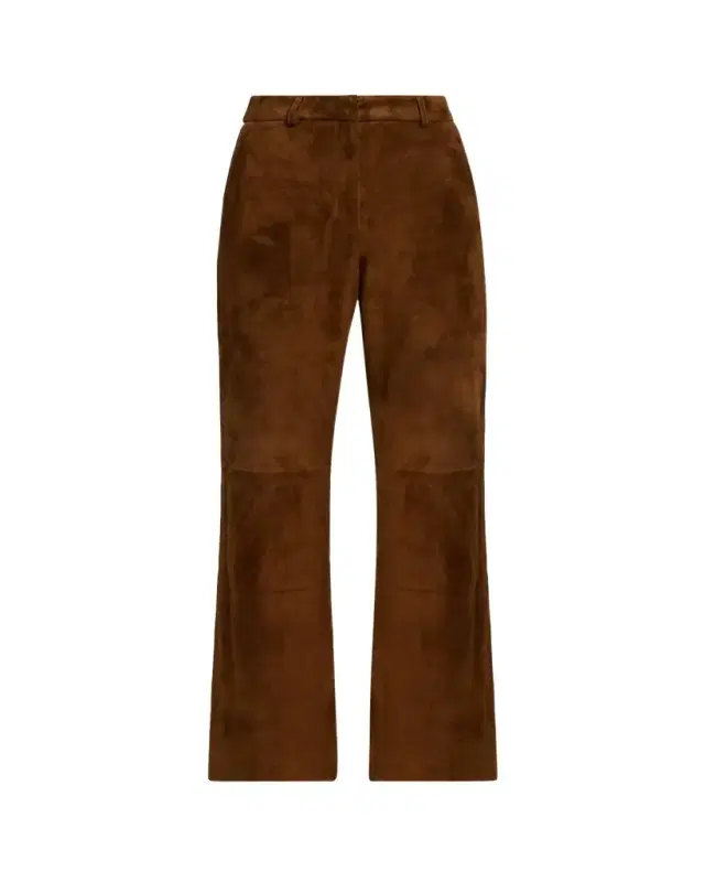 Suede Straight-Leg Pants