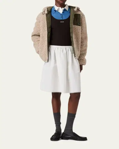 Miu Miu Fleece Hooded Puffer Jacket | Thumbnail 2