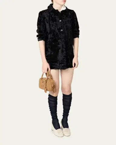 Miu Miu Curly Lamb Shearling Single-Breasted Jacket | Thumbnail 2