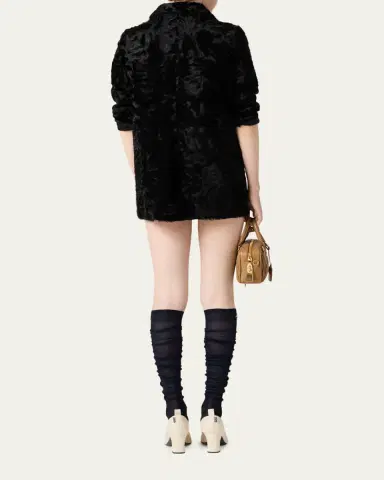 Miu Miu Curly Lamb Shearling Single-Breasted Jacket | Thumbnail 3