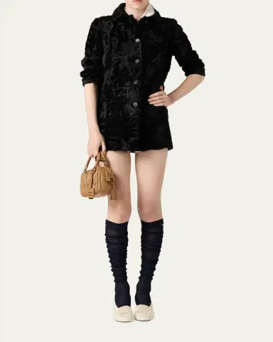 Miu Miu Curly Lamb Shearling Single-Breasted Jacket | Thumbnail 4