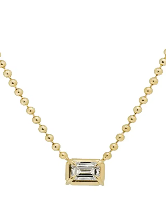 Solar Drop Emerald-Cut Lab-Grown Diamond Solitaire Necklace