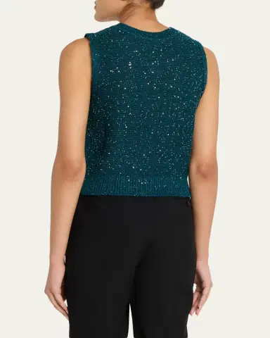 Akris Sleeveless Sequined Linen Cotton Sweater | Thumbnail 11