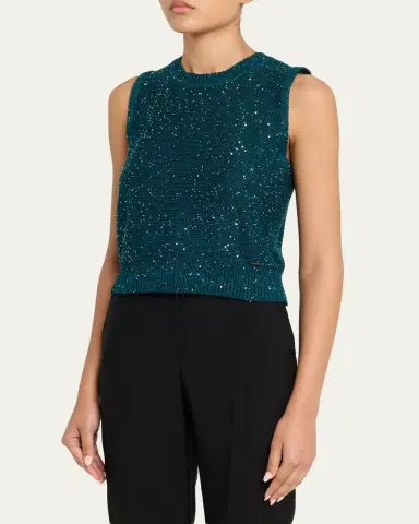 Akris Sleeveless Sequined Linen Cotton Sweater | Thumbnail 12