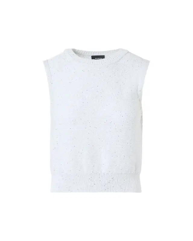 Sleeveless Sequined Linen Cotton Sweater