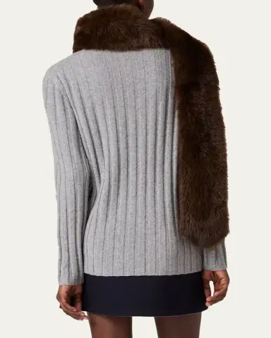 Miu Miu Cashmere-Wool Rib V-Neck Sweater | Thumbnail 3
